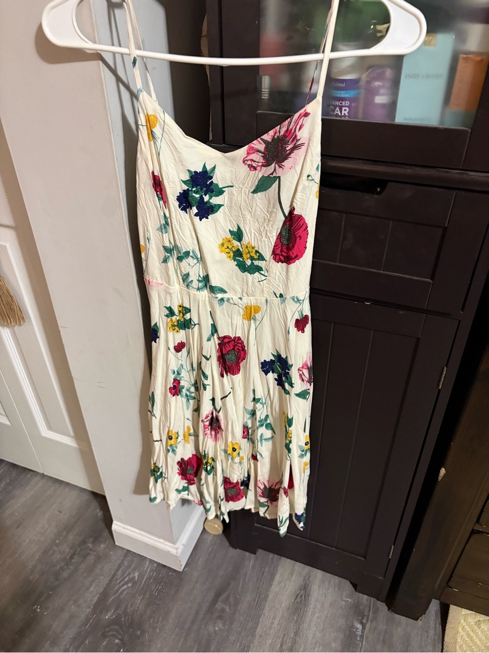 Cream Floral Spaghetti Strap Sundress